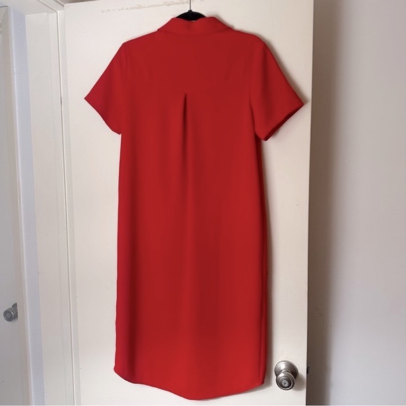 Racheal Parcell Red Short Sleeve Button Front Collared Everyday Shirt Dress S - Picture 7 of 16